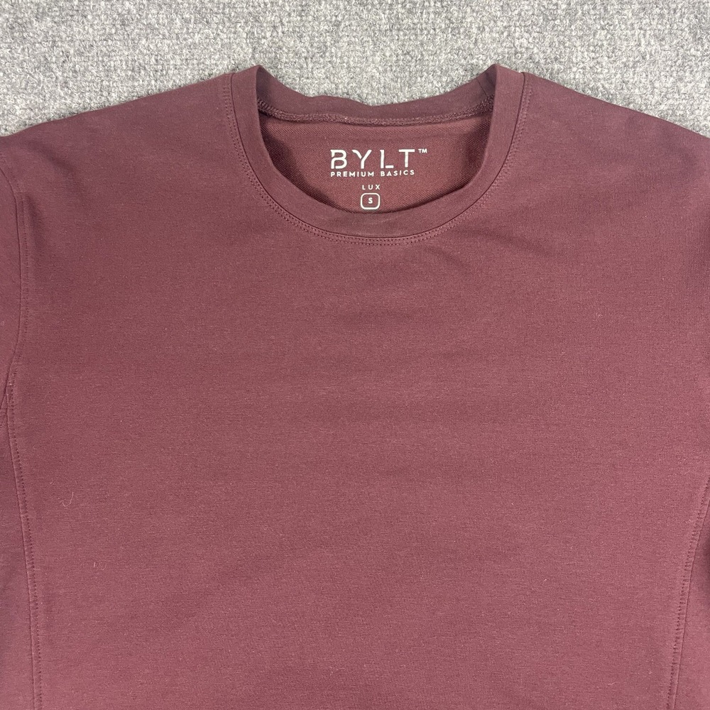 BYLT Lux Shirt Small Burgandy Short Sleeve Performance Premium Basics Men's‎ - Picture 4 of 12